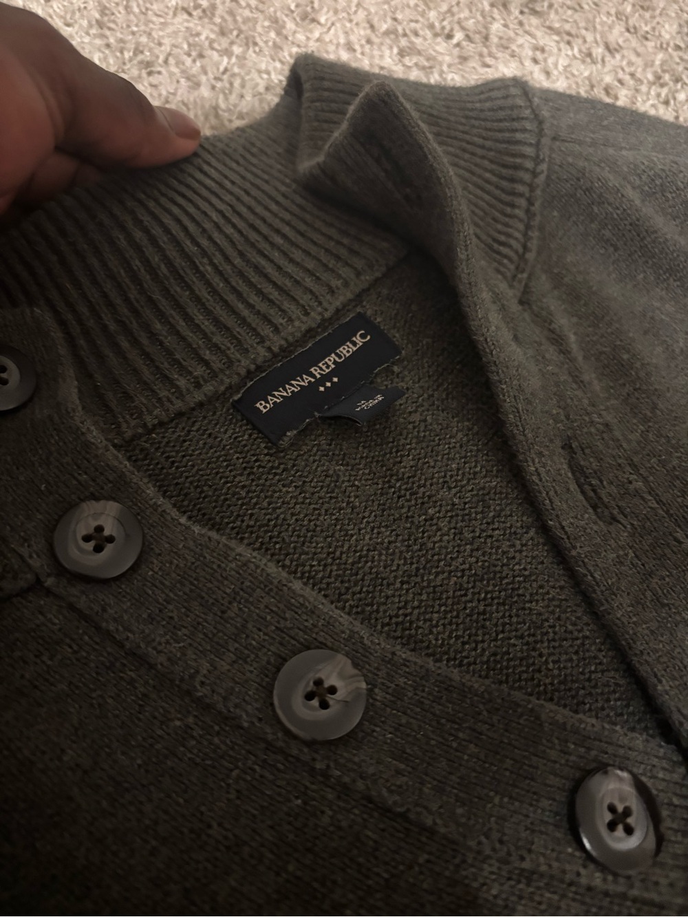 Banana Republic Men’s Olive Green Button Cardigan Sweater